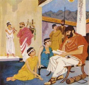 古代雅典儿童在学校学习