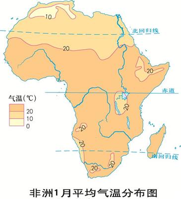 P8 非洲1月平均气温分布
