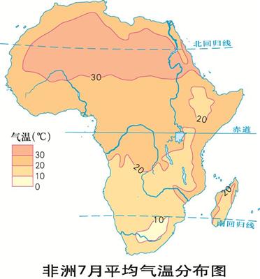 P8 非洲7月平均气温分布