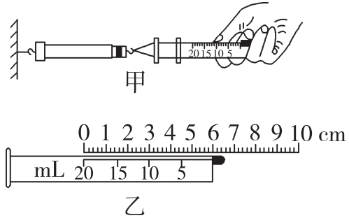 某科学实验小组利用注射器,弹簧测力计,刻度尺等器材测量大气压强的值